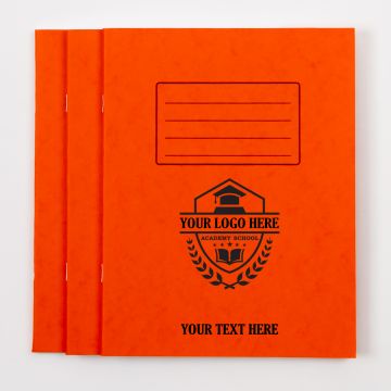  8" x 6.5" Exercise Book 48p - 8mm Ruled- Orange - Pk 100