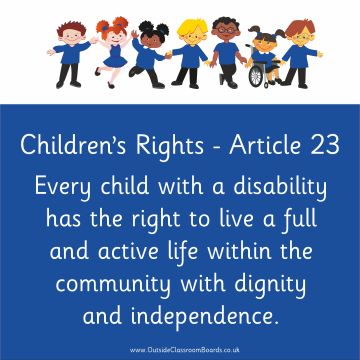 Children's Rights - Article 23 - Indoor and Outdoor Sign - Royal Blue - English
