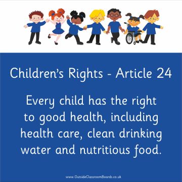 Children's Rights - Article 24 - Indoor and Outdoor Sign - Burgundy - English