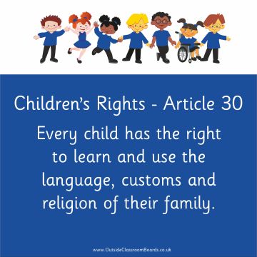 Children's Rights - Article 30 - Indoor and Outdoor Sign - Green - English