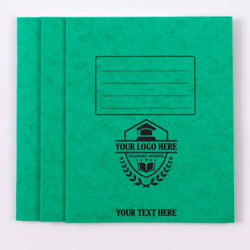  9"x7" Exercise Book 48p - 8mm Ruled With Margin- Green