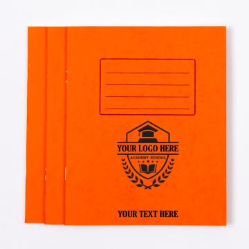  9"x7" Exercise Book 48p - 8mm Ruled with Margin- Orange