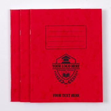  9"x7" Exercise Book 48p - 7mm Squared- Red - Pk 100