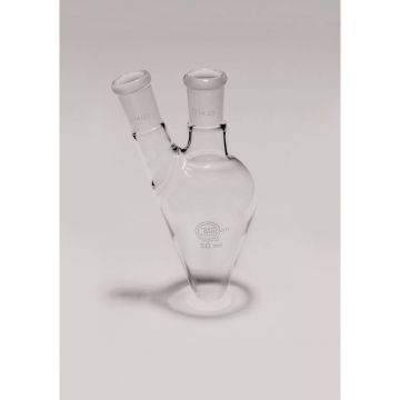 Quickfit Pear Shaped Flask with Two Necks - 50ml - 14/23 - 14/23