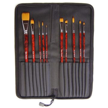 Acrylic Painting Brushes In Zip Case - Pack of 10