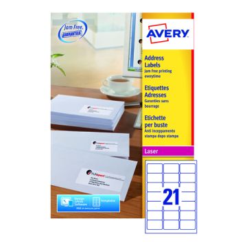Avery Laser Labels - 21 Per Sheet L7160 - Pack of 500