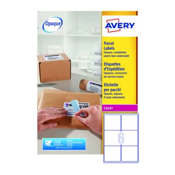 Avery Laser Labels - 6 Per Sheet L7166 - Pack of 100