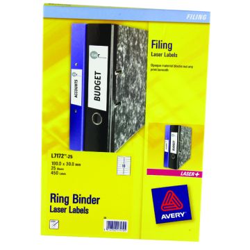 Avery Ringbinder Labels L7172 - Pack of 25