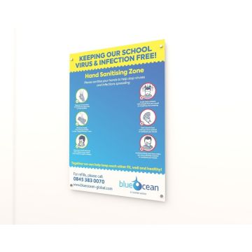 BlueOcean A2 Sanitising Station Zone Sign Board
