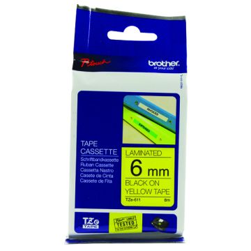 Brother TZ Label Tape 6mm - Black On Yellow