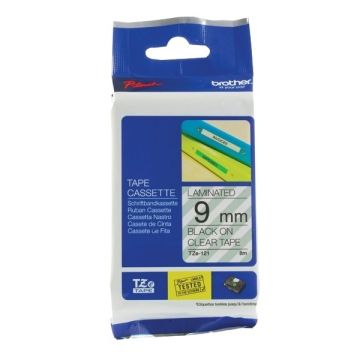 Brother TZ Label Tape 9mm - Black On Clear