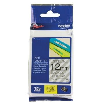 Brother TZ Label Tape 12mm - Black On Clear