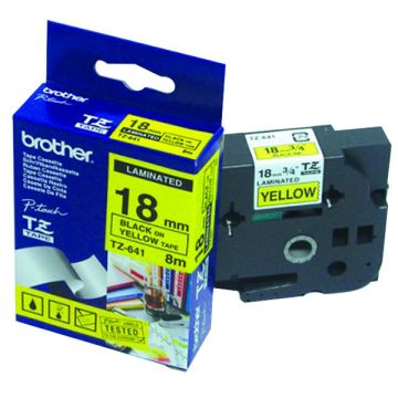 Brother TZ Label Tape 18mm - Black On Yellow