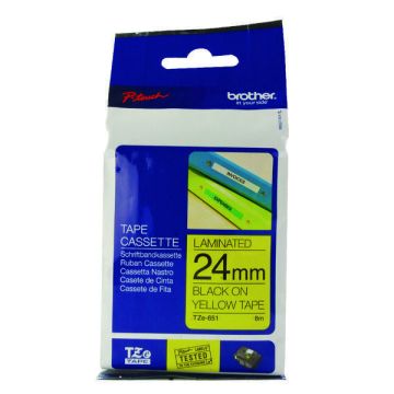 Brother TZ Label Tape 24mm - Blacl On Yellow