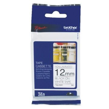 Brother Non Laminated Tape 12mm - Black On White