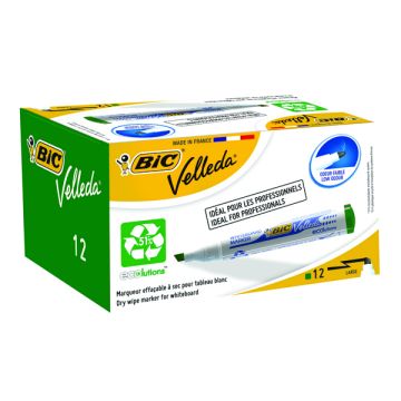 Bic Velleda Drywipe Whiteboard Markers Bullet Tip Green - Pack of 12