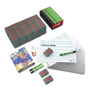 Show-me Handwriting Drywipe Boards Pens and Erasers Bulk Box - Pack of 100