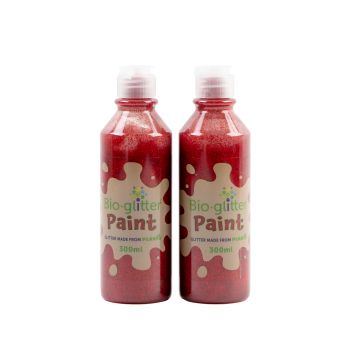 Bio Glitter Paint 300ml - Red - Pack of 2