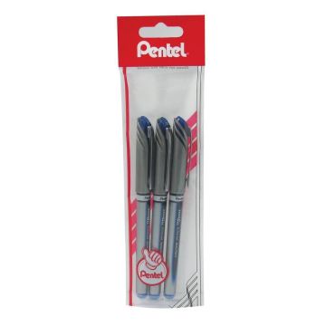 Pentel Energel Plus Metal Rollerball Pens - Blue - Pack of 3