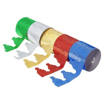 Corrugated Border Rolls 63mm x 10m Crown Metallic - Pack of 5
