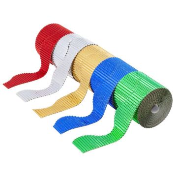 Corrugated Border Rolls 63mm x 10m Wavy Metallic - Pack of 5