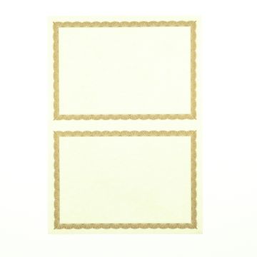 Certificate Border Sheet A5 2Up 90gsm - Gold - Pack of 100