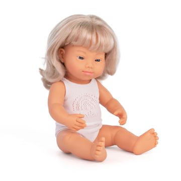 Baby Doll Caucasian Blonde Girl with Down Syndrome