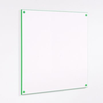 Colour Edged Frameless Whiteboard 1200 x 1200mm - Green Edge