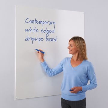 Colour Edged Frameless Whiteboard 1200 x 1200mm - White Edge