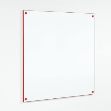 Colour Edged Frameless Whiteboard 1200 x 900mm - Red Edge