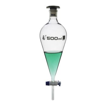 Glass Separating Funnel- Conical Shaped with Stopper - 500ml