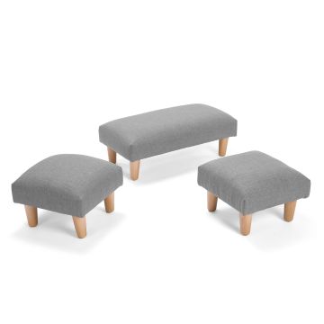 Pack of 3 Low Height Footstools - Grey