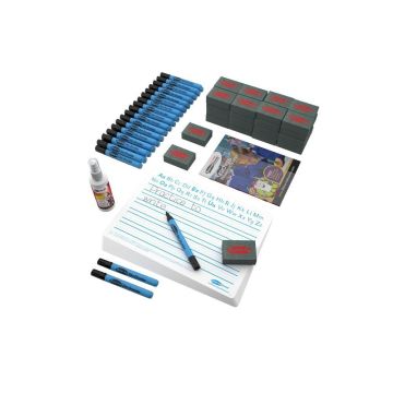 Show-me Handwriting Drywipe Boards Pens and Erasers Classpack - Pack of 35