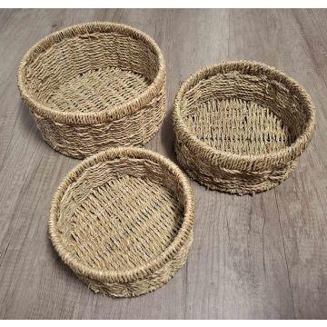 Circular Seagrass Baskets - Set of 3