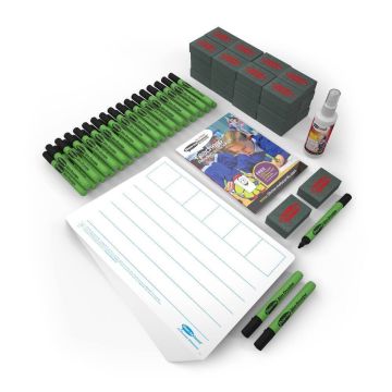 Show-me Phoneme 6 Frame Drywipe Boards Pens & Erasers Classpack - Pack of 35