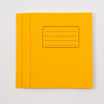 8" x 6.5" Exercise Book 80P-8mm Ruled/Margin- Yellow- Pk 100