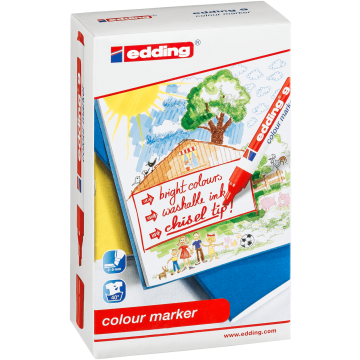Edding Colourmarker Chisel Tip - Assorted - Pack of 12