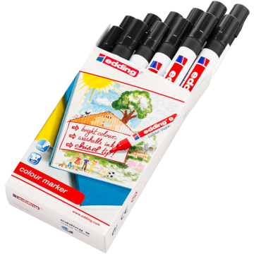 Edding Colourmarker Chisel Tip - Black - Pack of 12