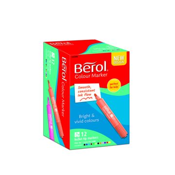 Berol Colour Markers Bullet Tip Assorted - Pack of 12