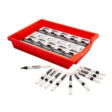 QV Slim Barrel Junior Drywipe Whiteboard Pens Classpack In Tray - Pack of 100