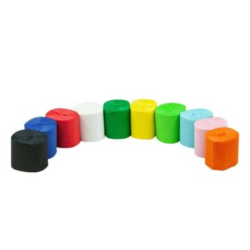 Crepe Paper Streamer 5cm x 10m Assorted - Pack of 10