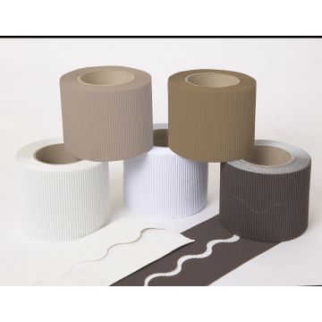 EduCraft Scalloped/Corrugated Paper Border Rolls Natural Pack 57mm x 15M