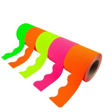 Day-Glo Corrugated Scallop Border Rolls - Pack of 5