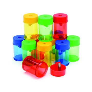 Pencil Sharpener Plastic Canister Single Hole - Pack of 12