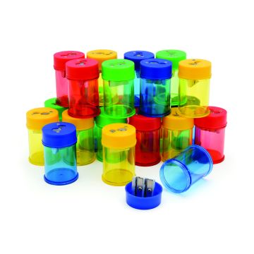 Pencil Sharpener Metal Canister Double Hole - Pack of 24