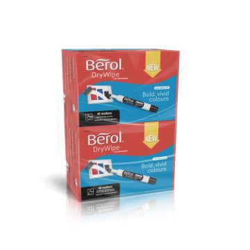 Berol Drywipe Whiteboard Markers Chisel Tip Assorted - Pack of 96
