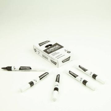 Quickview Slim Barrel Junior Drywipe Whiteboard Pens Black - Pack of 10