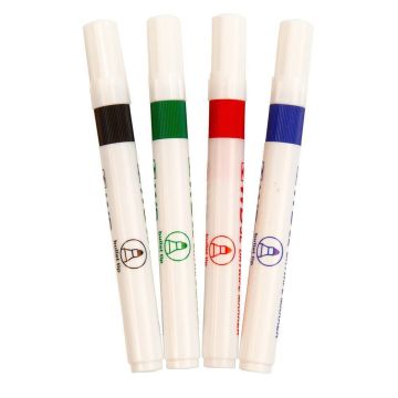 Quickview Slim Barrel Junior Drywipe Whiteboard Pens Assorted - Pack of 4