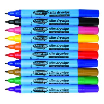 Show-me Fineline Kids's Drywipe Whiteboard Pens - Assorted - Pack of 10