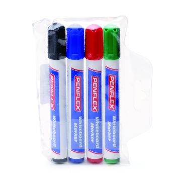 Penflex Drywipe Whiteboard Markers Bullet Tip - Assorted - Pack of 4